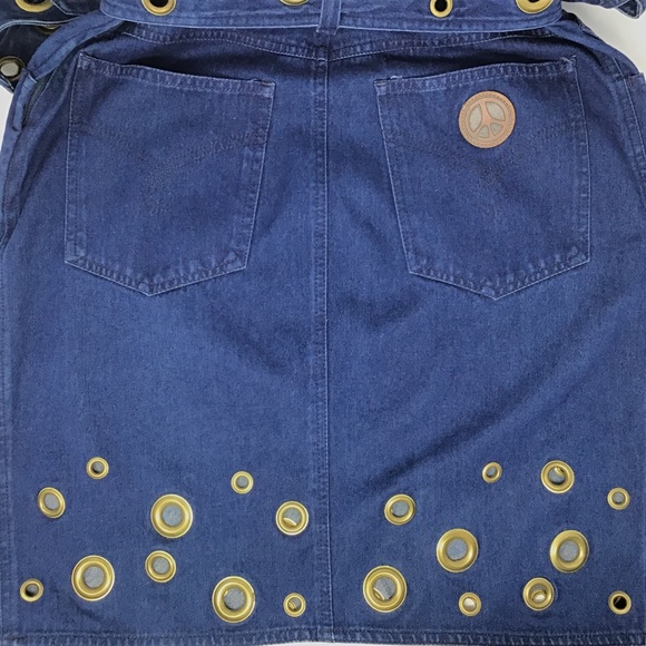 MOSCHINO Jeans Lace Up Belt & Grommets Denim Dress - Picture 9 of 12